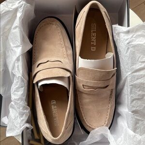 Anthropologie+Silent D Taupe Suede Loafers